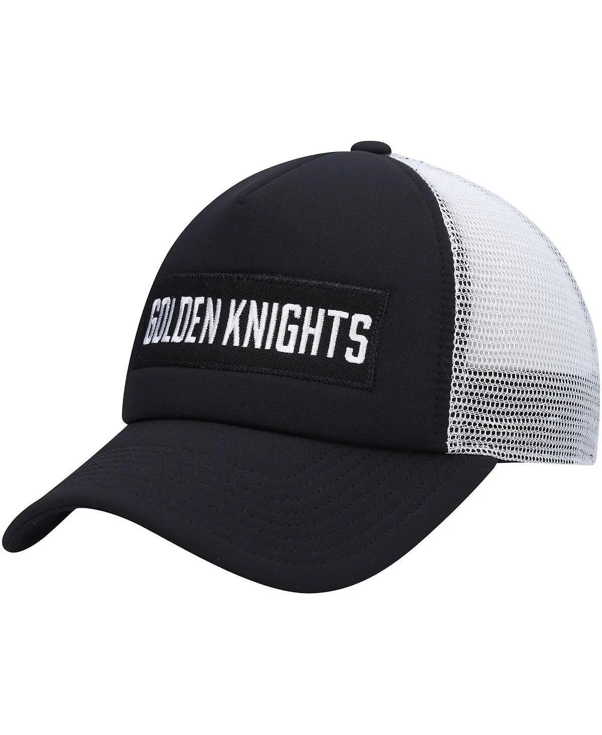 adidas Men's Black and White Vegas Golden Knights Team Plate Trucker Snapback Cap