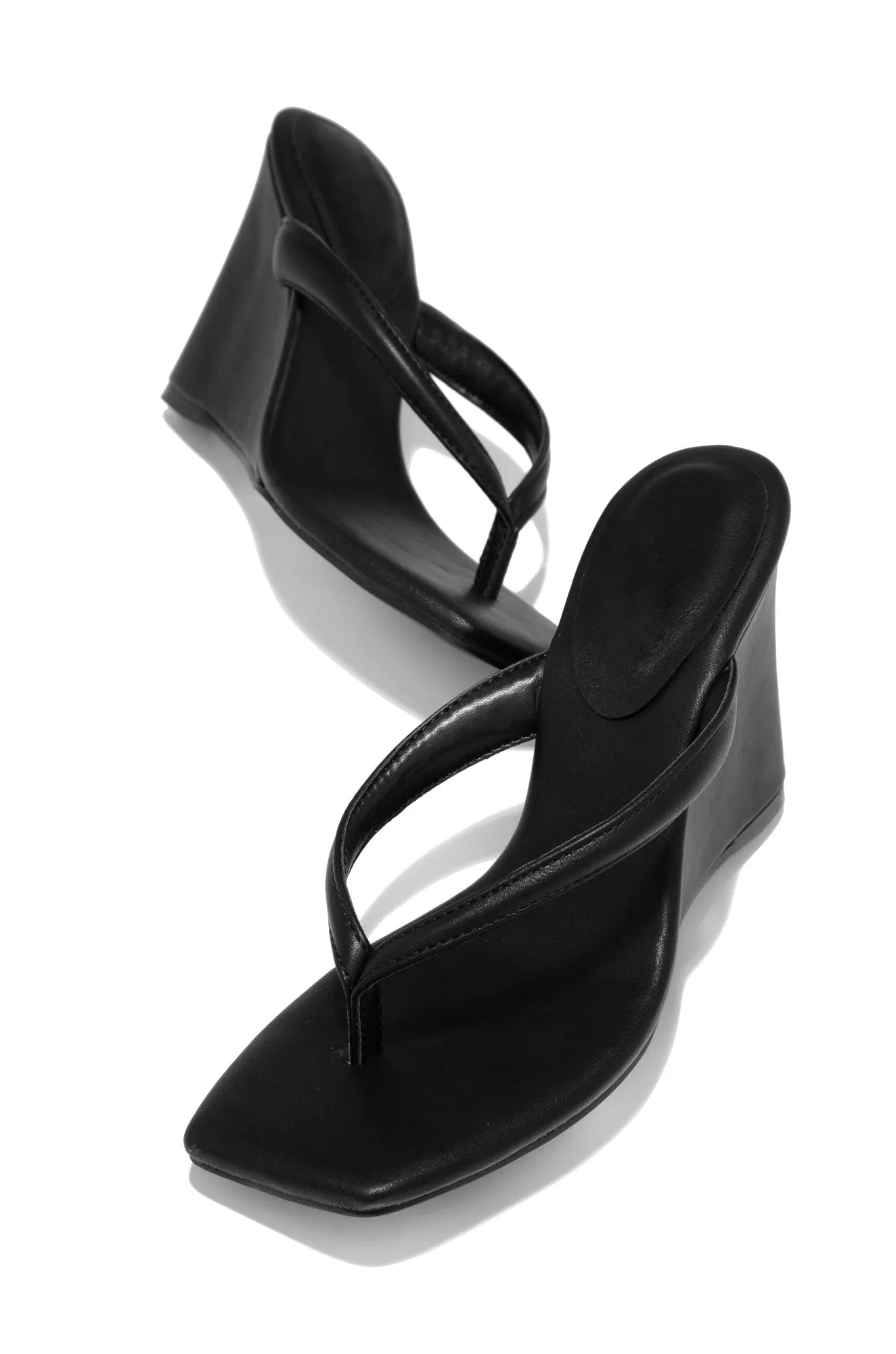 Alena Wedge Heel Mules - Black