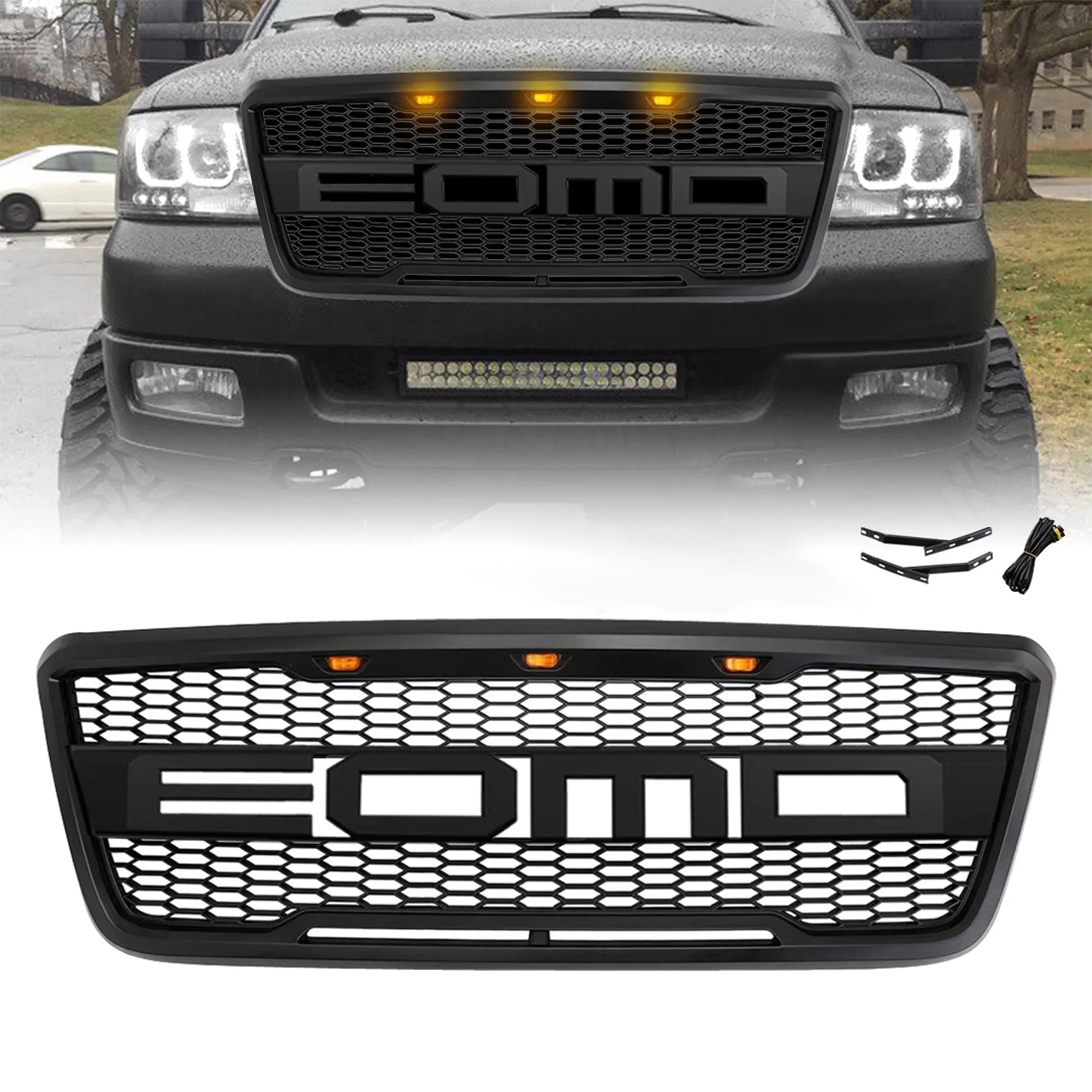 AMERICAN MODIFIED Raptor Style Front Grille w/LED Lights for 2004-2008 Ford F150