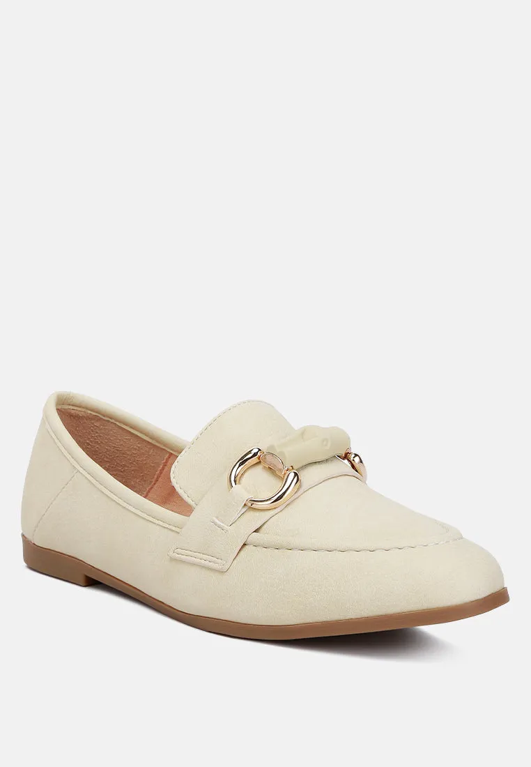 Asher Horsebit Embellished Loafers In Beige