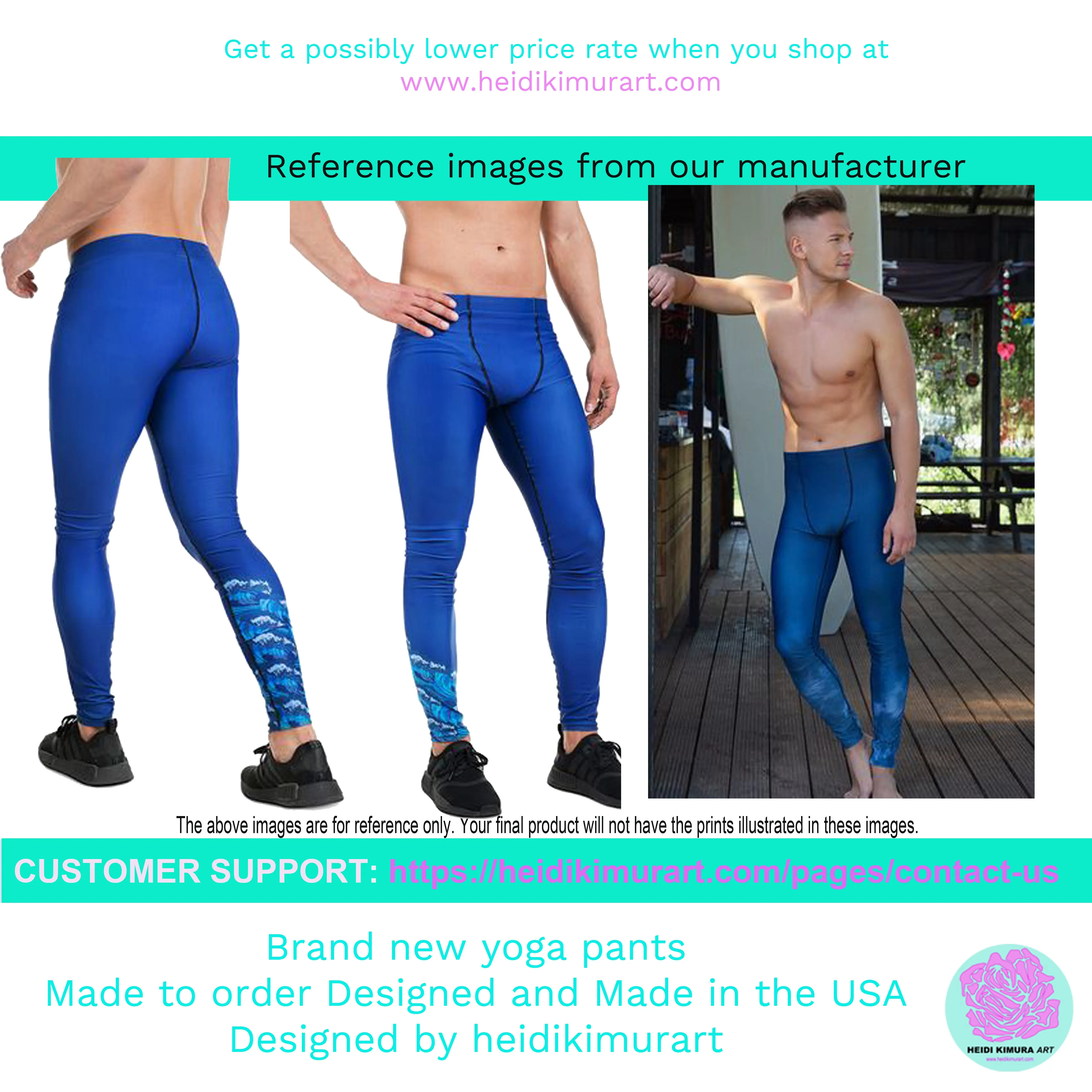 Blue Tiger Striped Meggings, Animal Print Men's Yoga Pants Leggings Run Tights- Made in USA/ EU