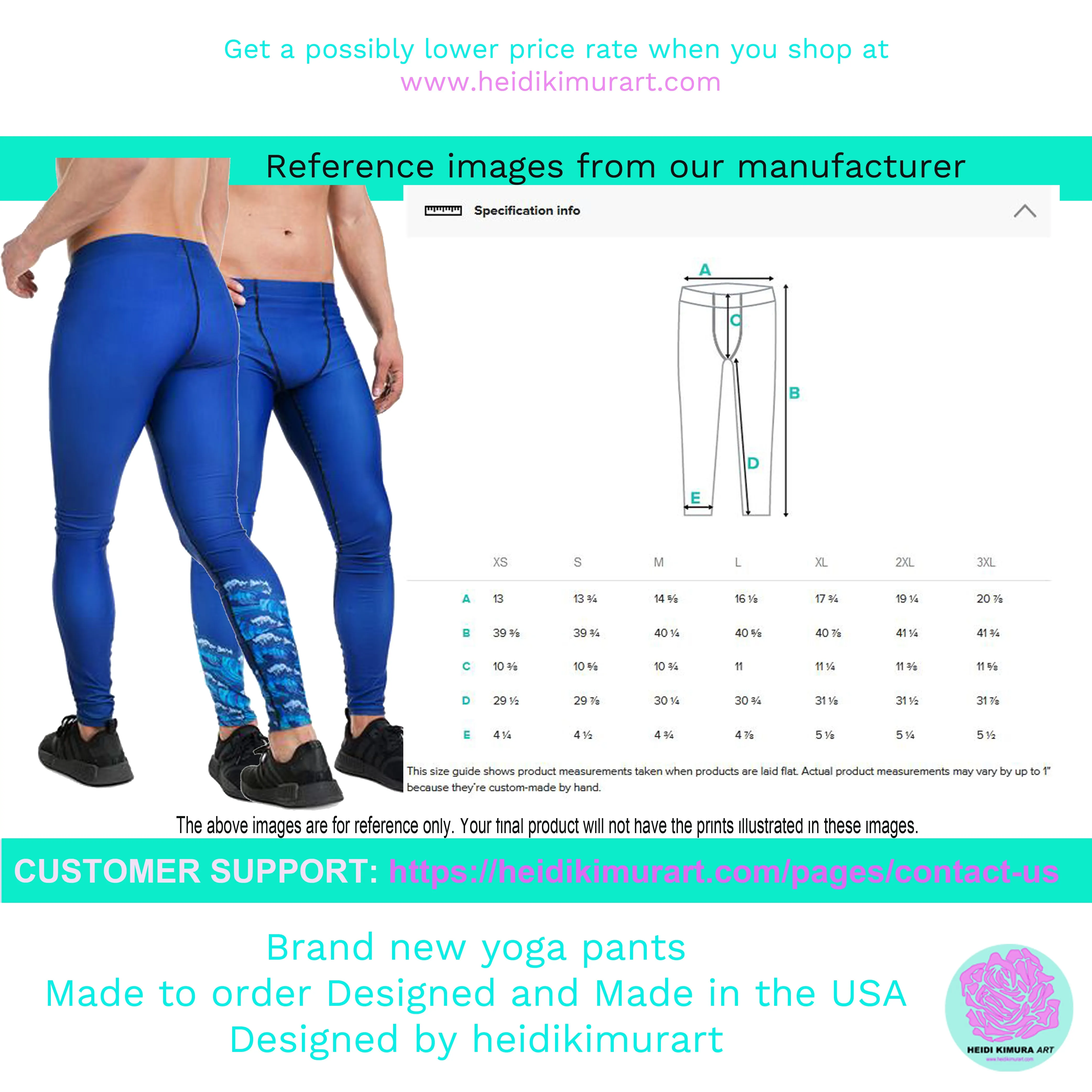 Blue Tiger Striped Meggings, Animal Print Men's Yoga Pants Leggings Run Tights- Made in USA/ EU