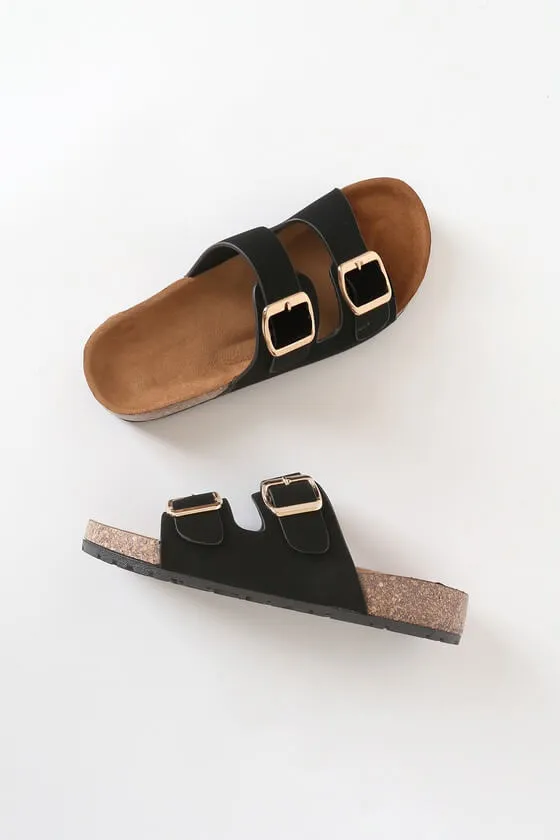 Buckled Slide Sandals