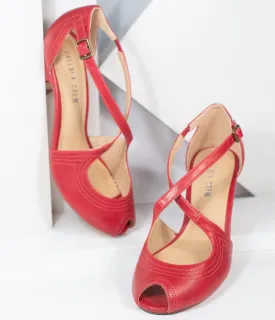 Chelsea Crew Red Cross Strap Natasha Heels