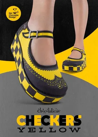 Chocolaticas® HAVANA CHECKERS YELLOW Women's Mary Jane Platform