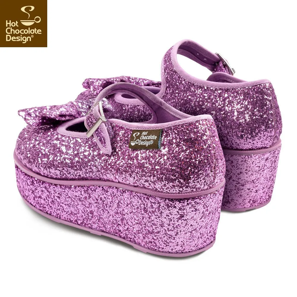 Chocolaticas® PURPLE GLITTER Women's Mary Jane Platform