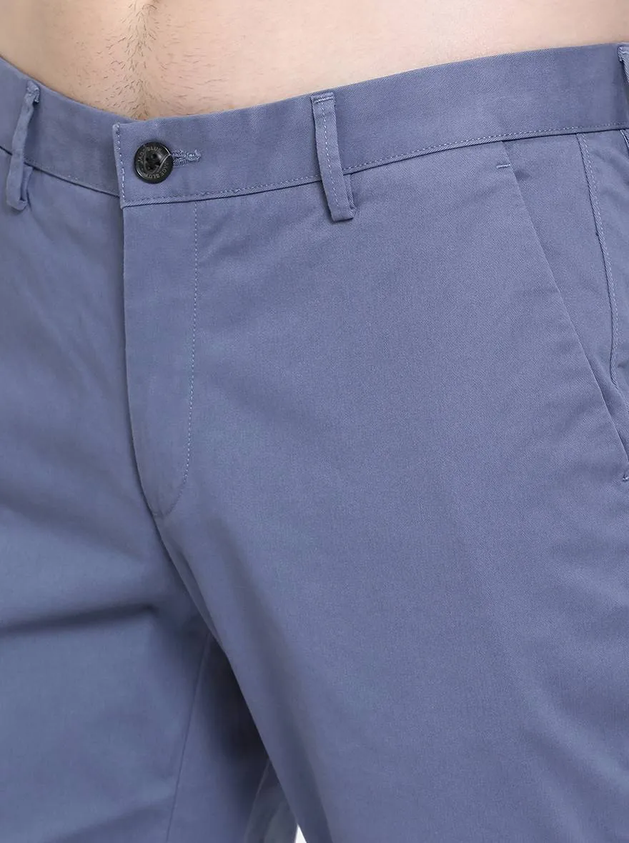 Crown Blue Solid Uno Fit Casual Trouser | JadeBlue