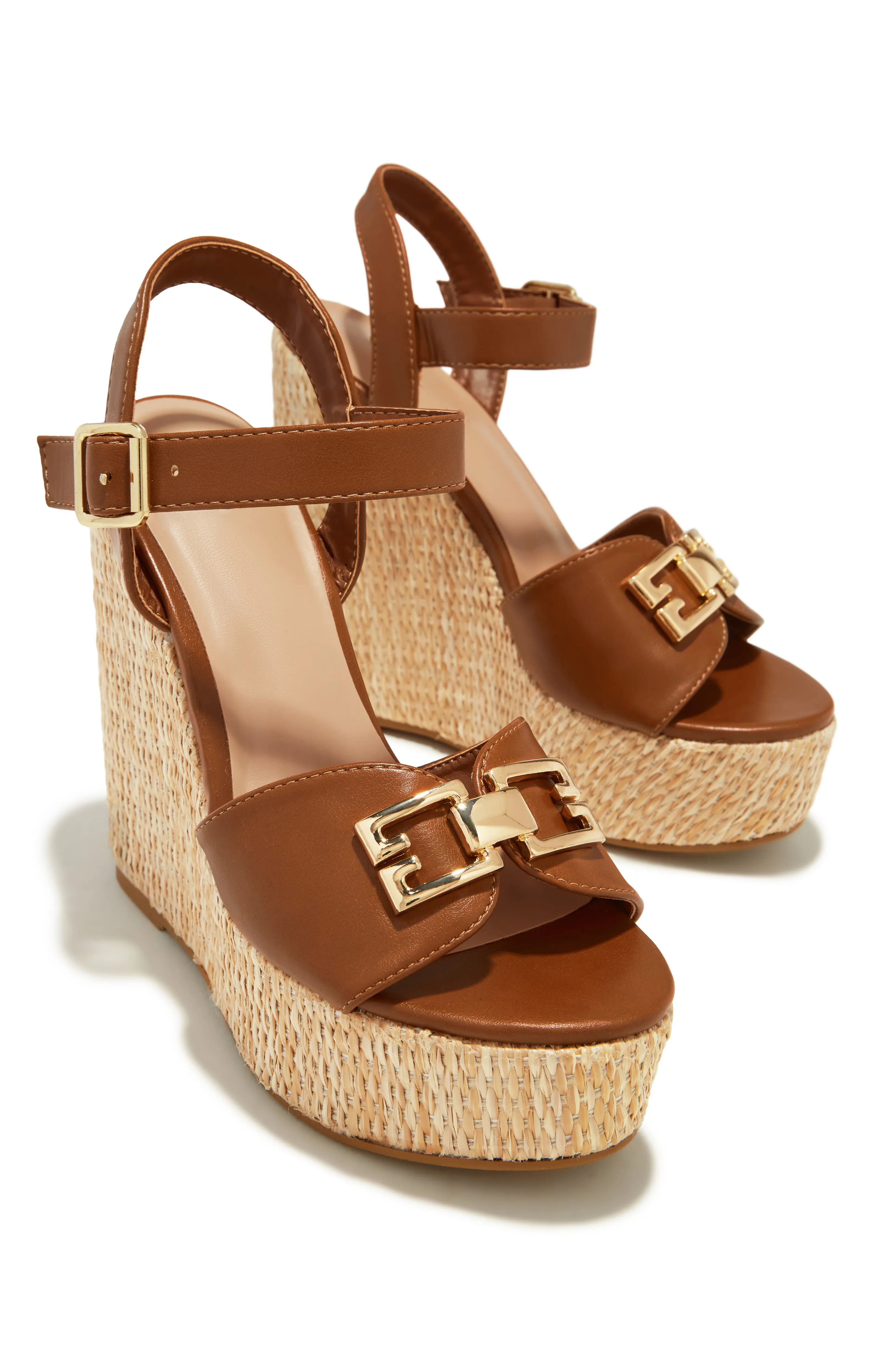 Deliyana Platform Wedge Heels - Tan