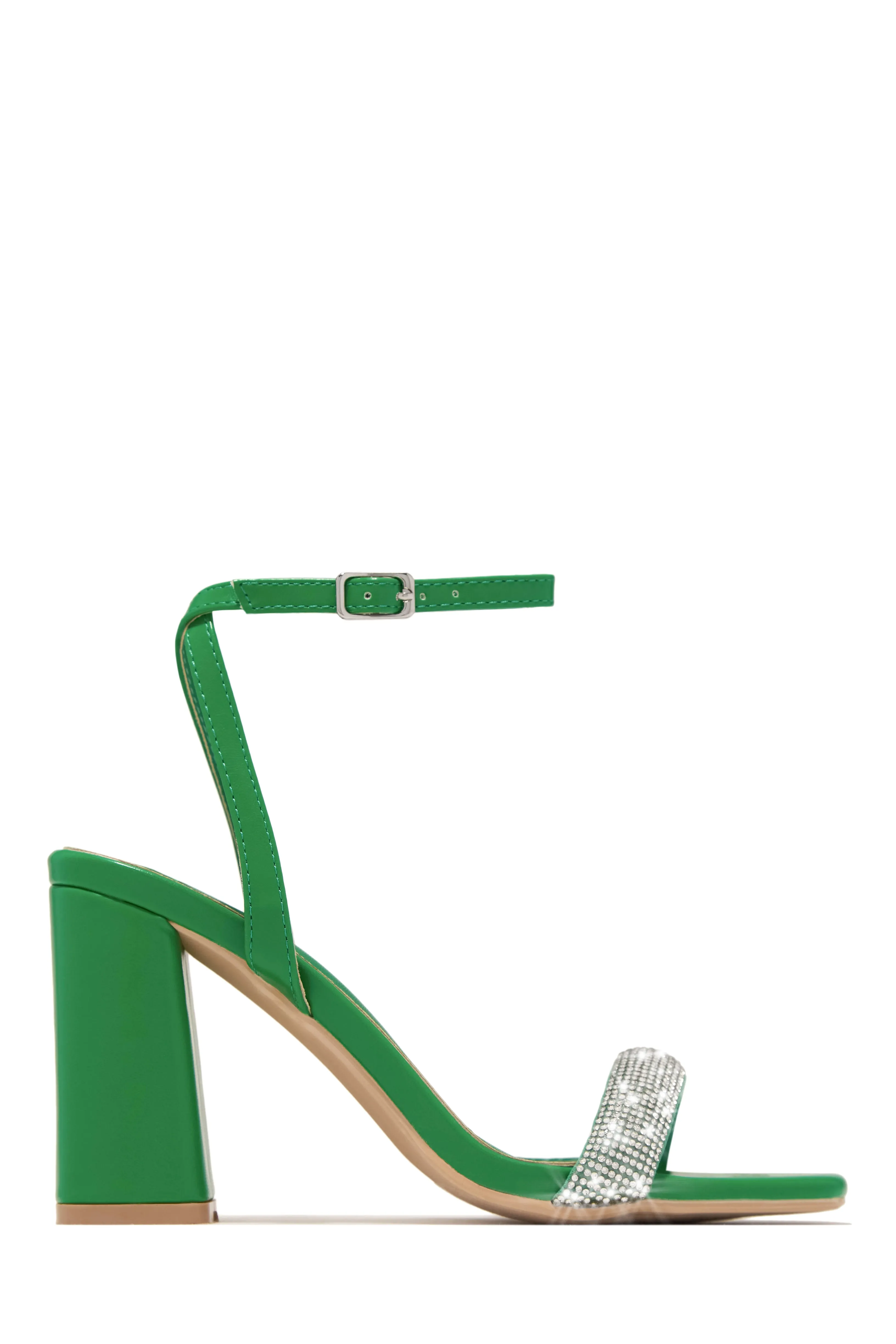 Devine Dreams Embellished Chunky Heels - Green