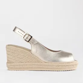 Espadrille Slingback Wedge Sandal in Gold - 12684