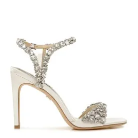 Galia - Crystal Ankle Strap Evening Heels - White