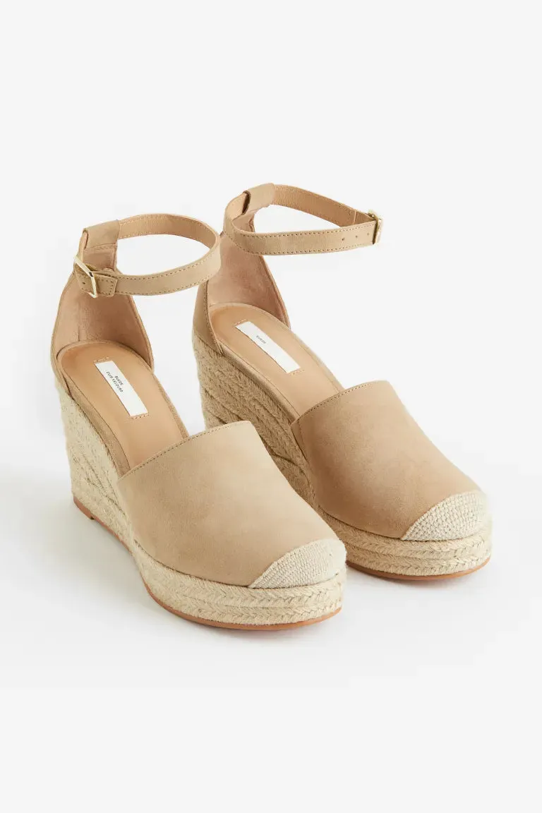 H&M suede wedge espadrilles, beige