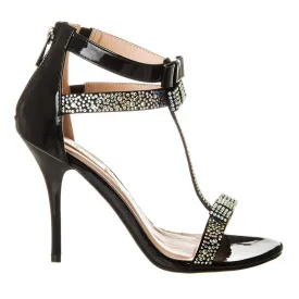 High Stiletto Heel Open Toe T-Bar Sandal With Bow Detail