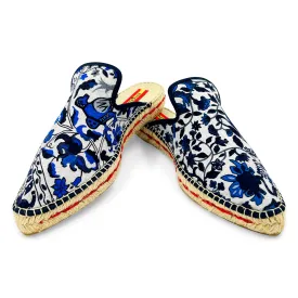 JARDINS Blue Silk/Cashmere Cocktail Mule Espadrilles