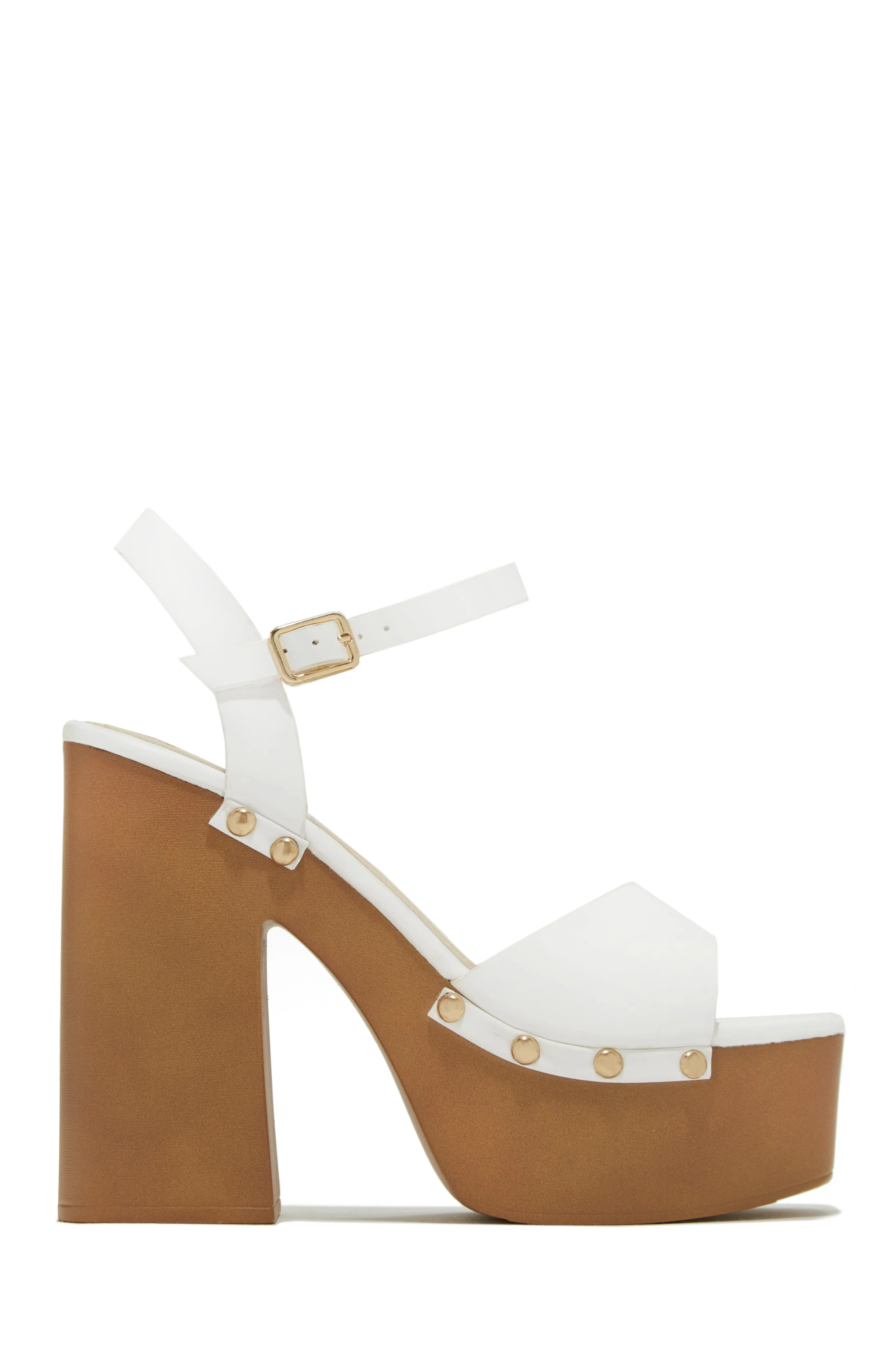 Kammy Platform Block High Heels - Gold