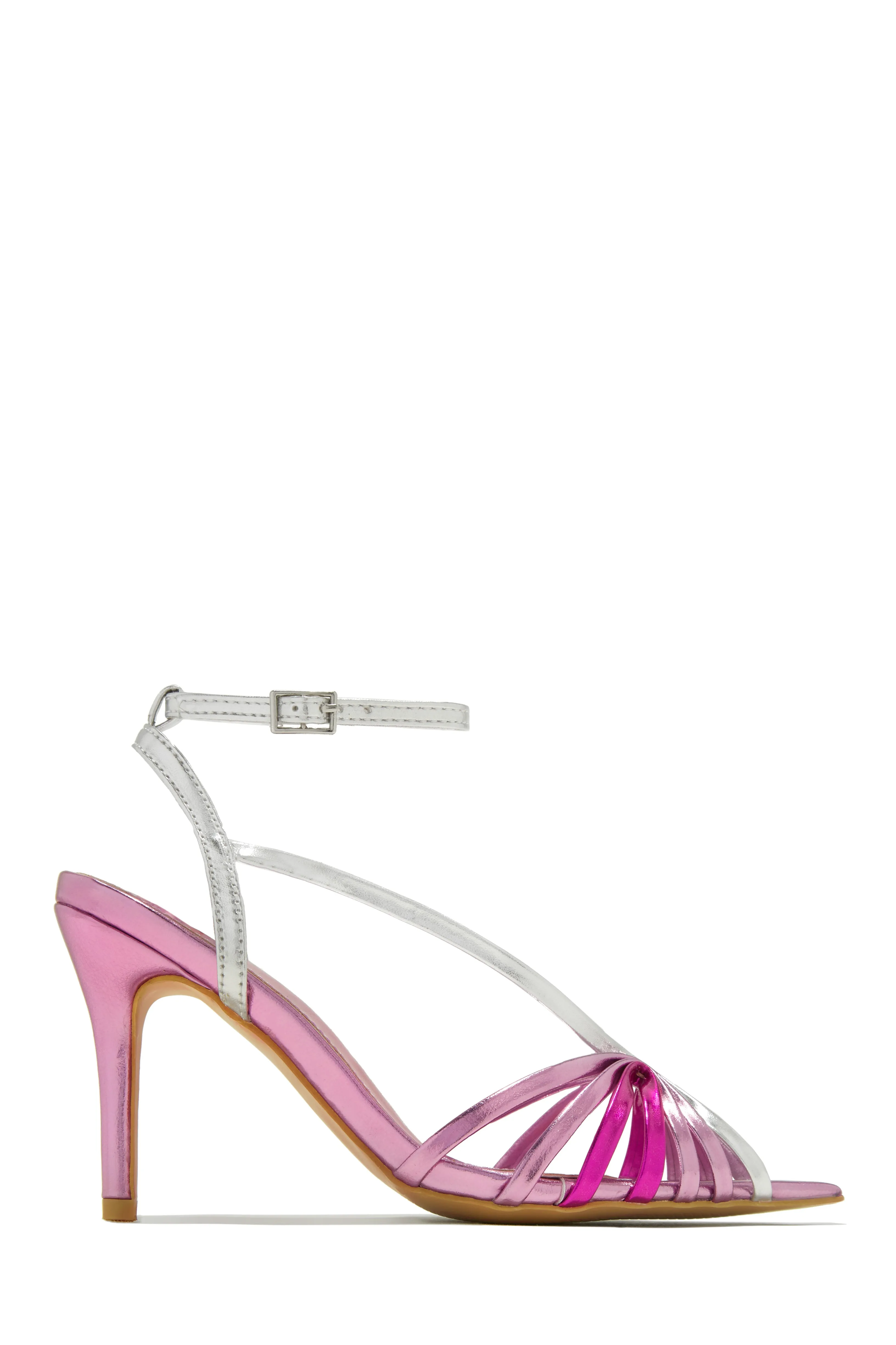 Kataya Ankle Strap Pointed Toe Heels - Pink