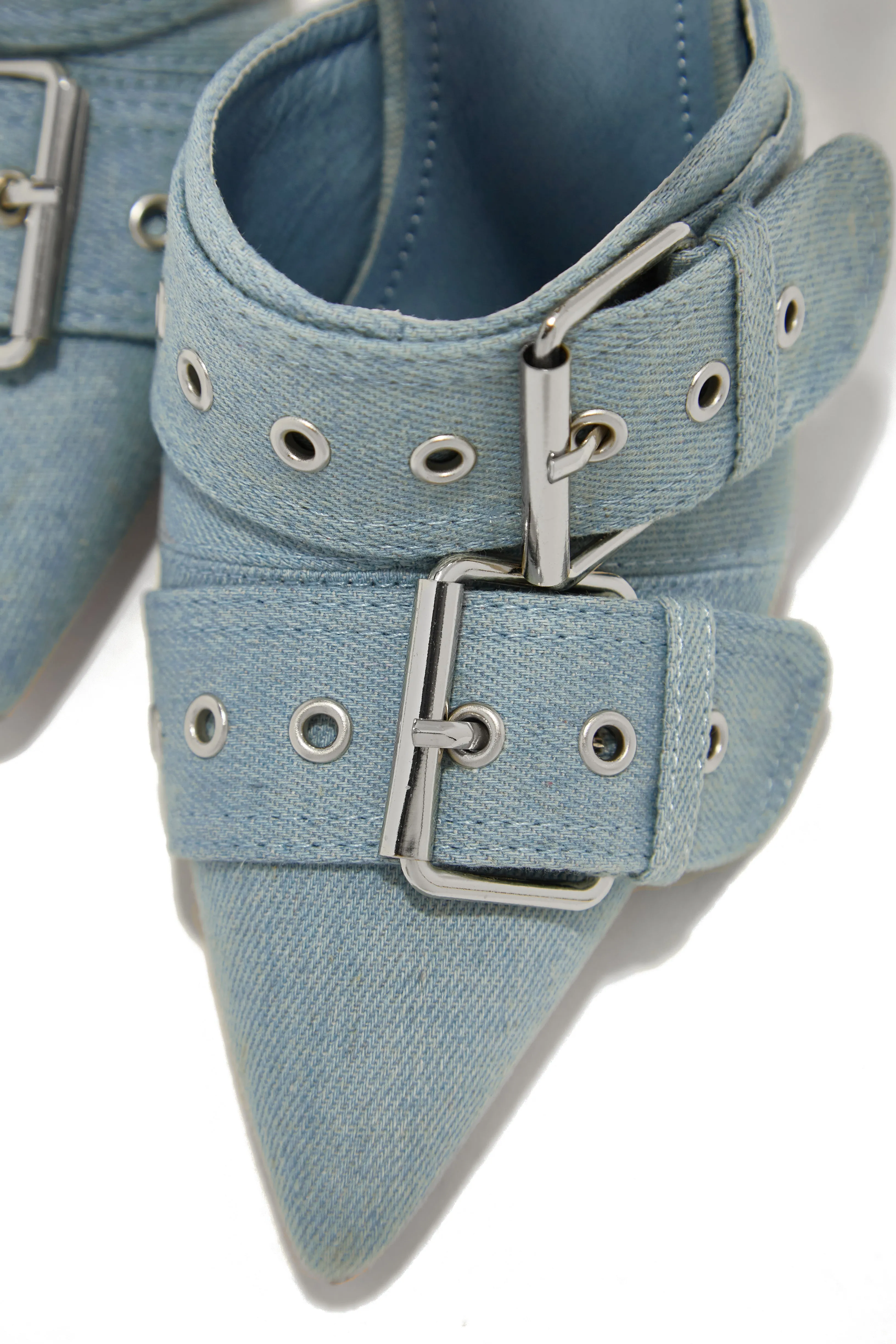 Kora Ankle Strap Pumps - Denim