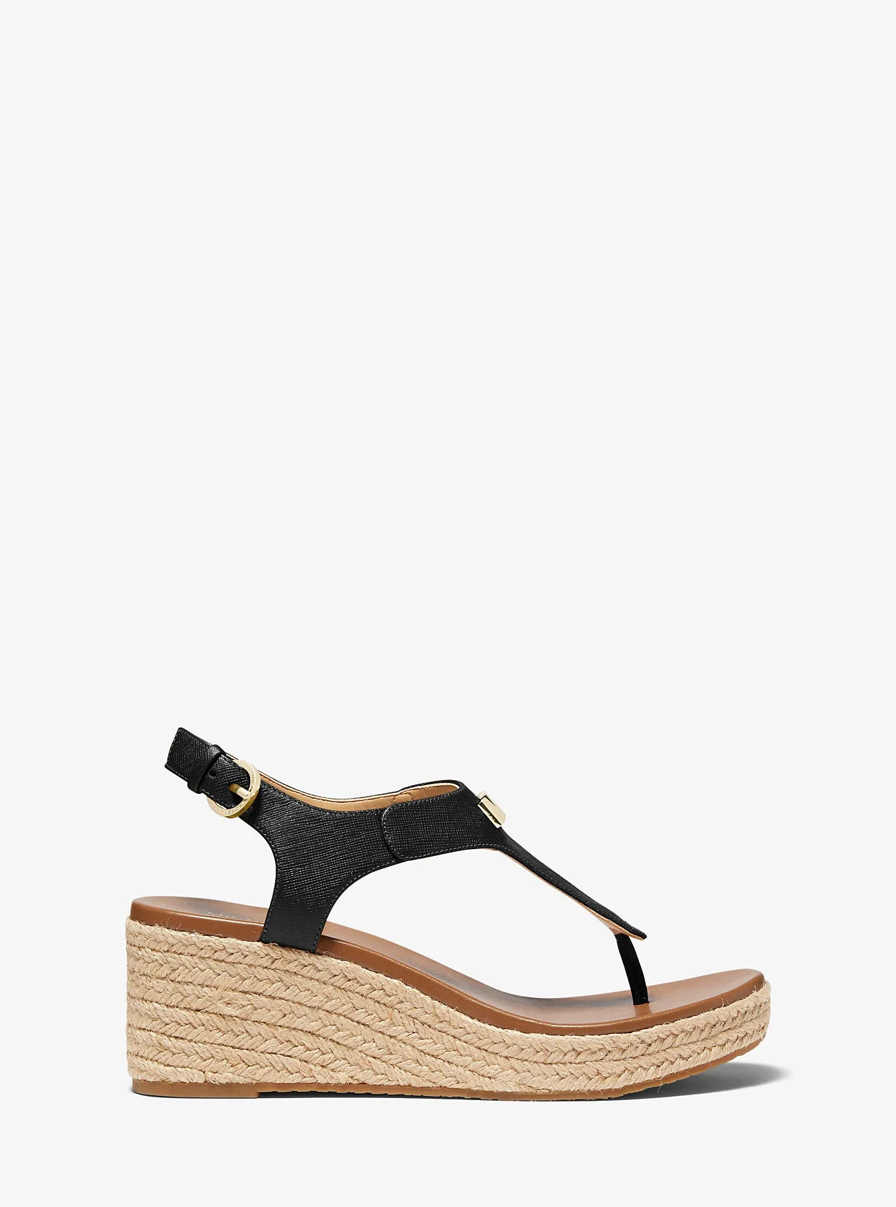 Laney Saffiano Leather Wedge Espadrilles by Michael Kors, Black