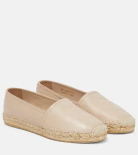 Leather espadrilles with Saint Laurent monogram, pink