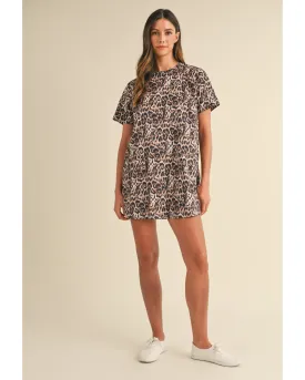 Lena Mini Shift Dress Leopard