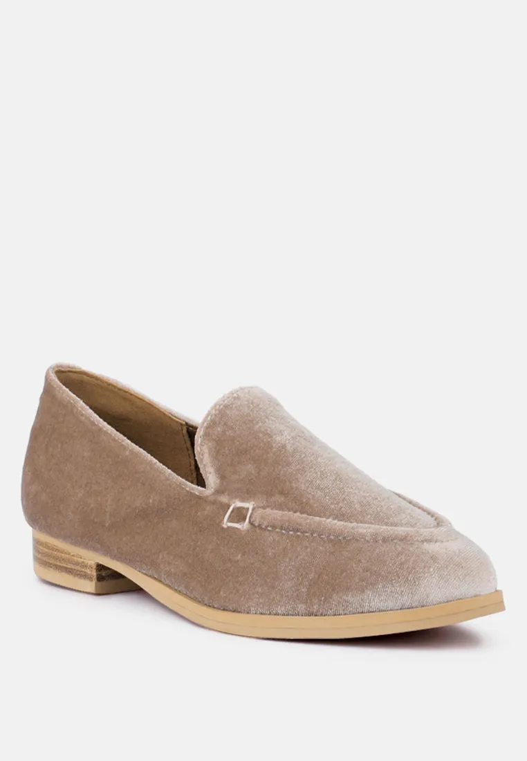 LUXE-LAP Taupe Velvet Handcrafted Loafers