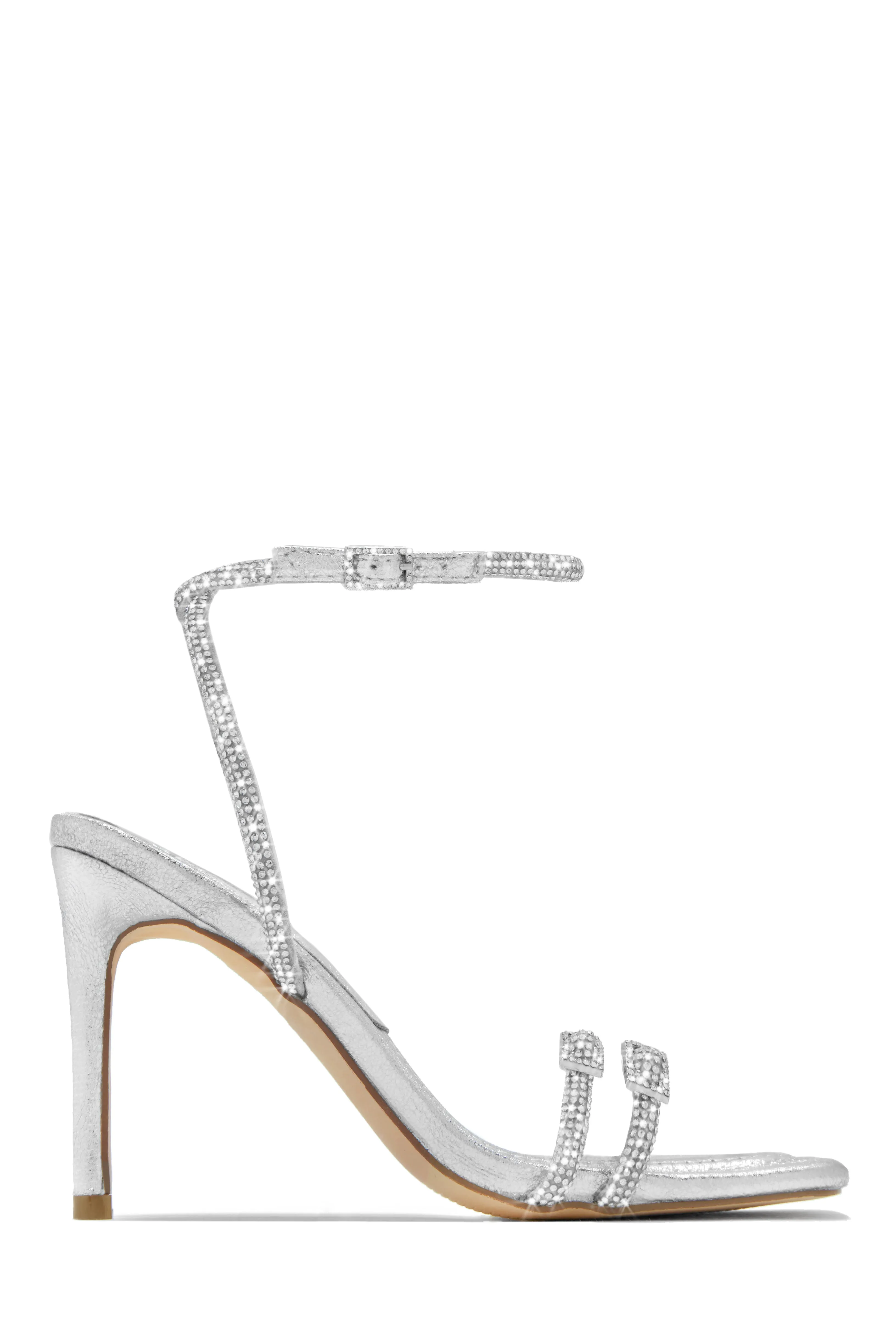 Miliana Embellished Ankle Strap Heels - Rose Gold