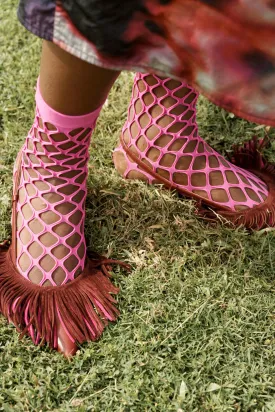 Noah Fishnet Sock - Fuchsia