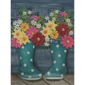 Rain Boots and Flowers Canvas