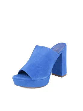 Suede High Heel Peep Toe 110mm Mule - Royal Blue