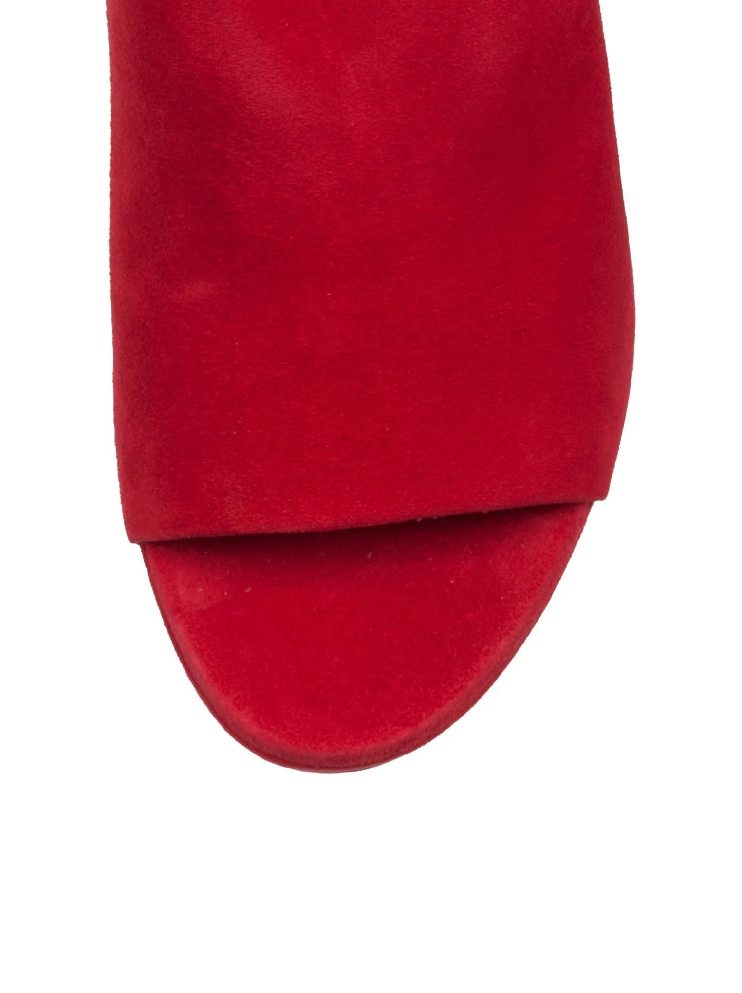 Suede Platform 65mm Peep Toe Mule - Red