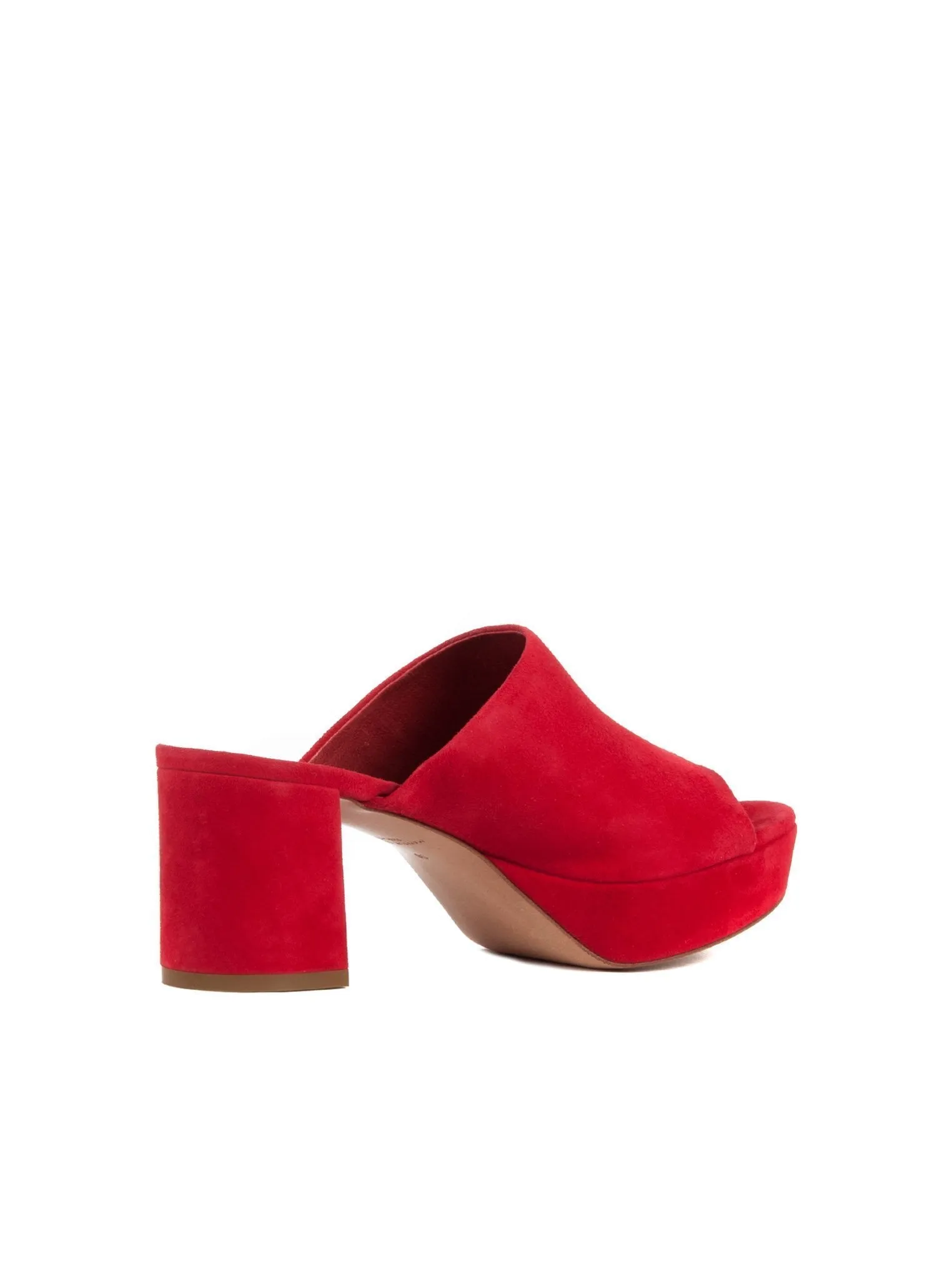 Suede Platform 65mm Peep Toe Mule - Red