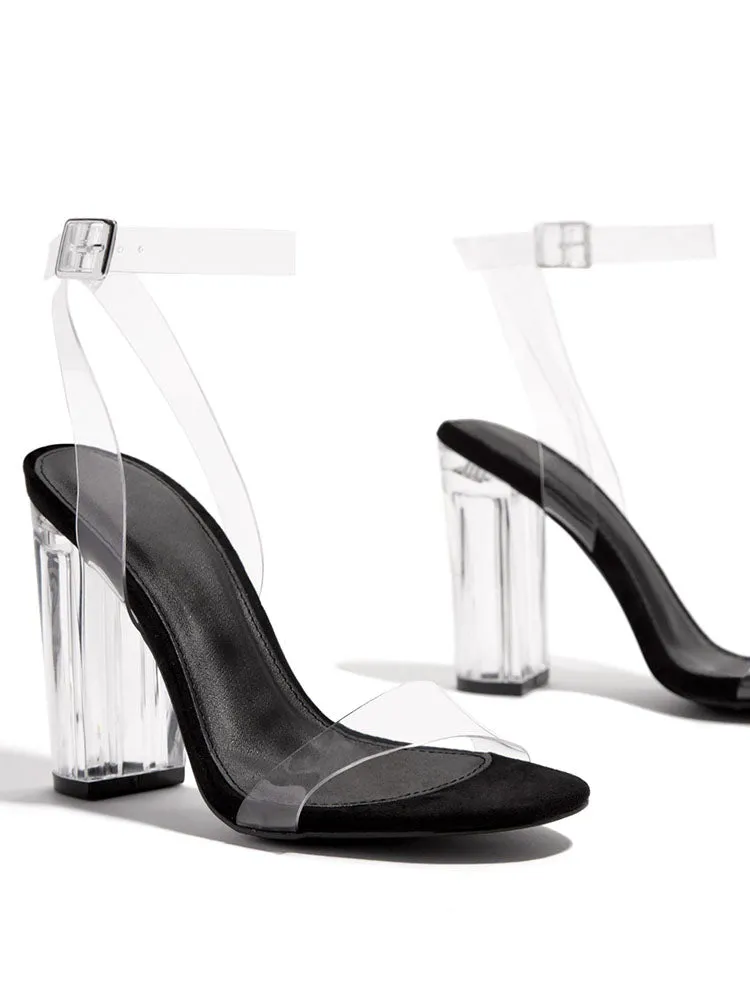 Toleet Transparent Ankle Strap Heels