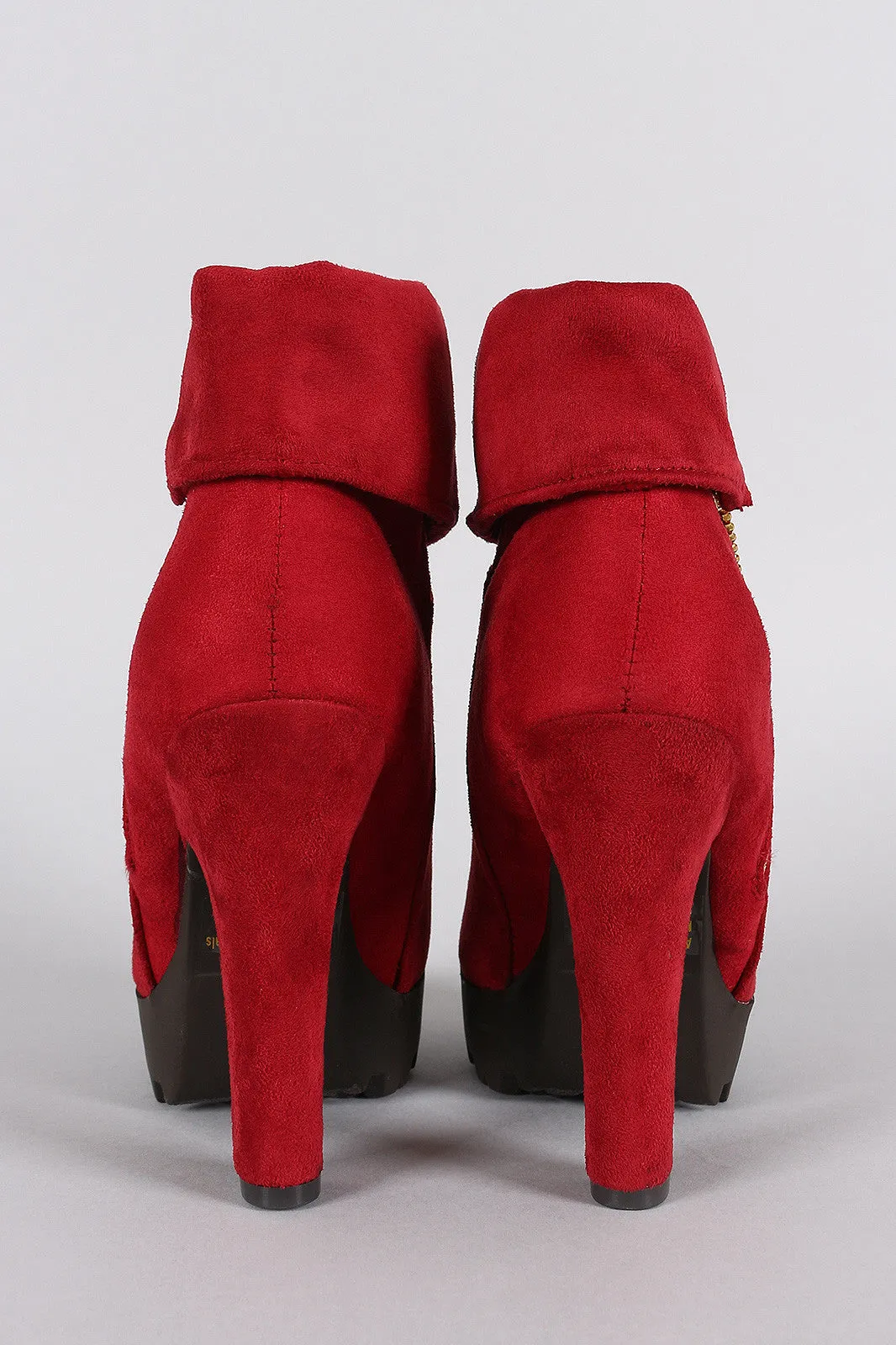 Wild Diva Lounge Fold Over Cuff Lug Platform Booties