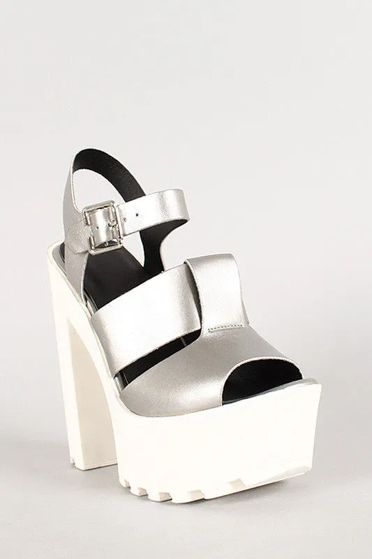 Wild Diva Pacifica-04 Metallic Lug Sole Platform Heel