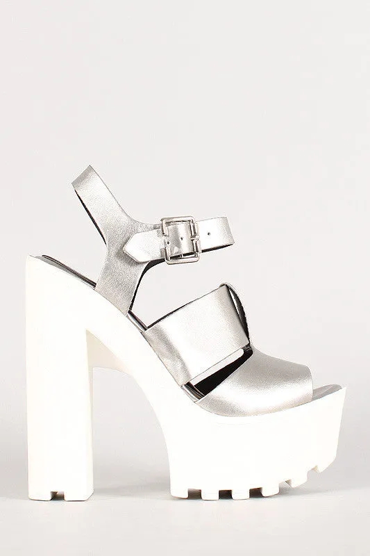 Wild Diva Pacifica-04 Metallic Lug Sole Platform Heel